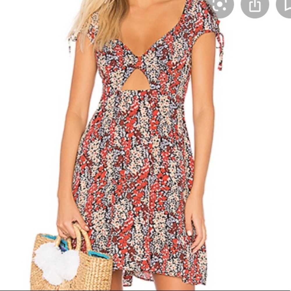 Free people miss right floral print keyhole top